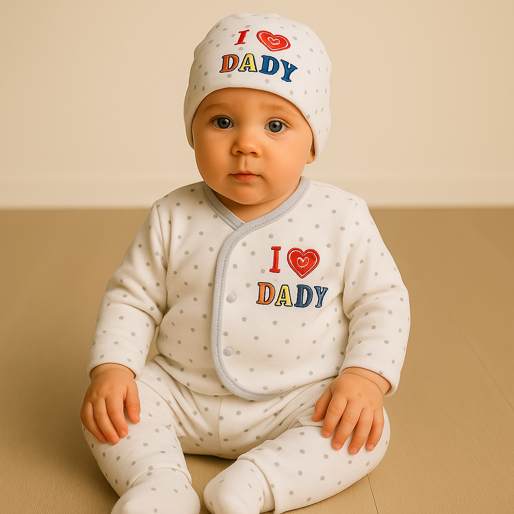 Newborn “I ❤️ Dad” Winter Suit – Soft, Cute & Gentle