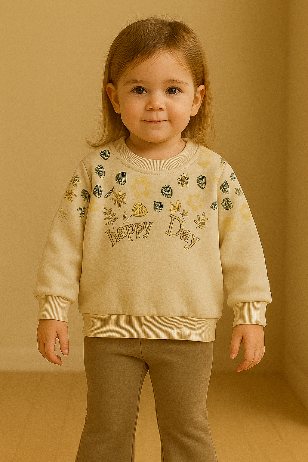Happy Day Floral Sweatshirt & Pants Set – Soft & Stylish Winter Wear