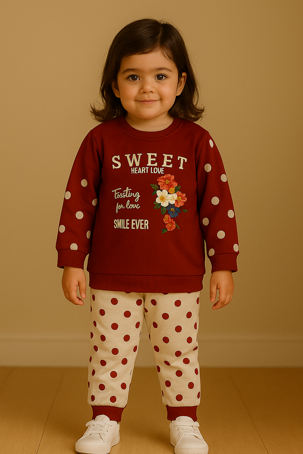 Polka Dot Sweatshirt & Trouser Set – Cozy Winter Wear for Kids