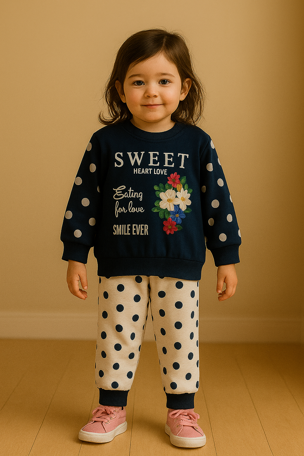 Polka Dot Sweatshirt & Trouser Set – Cozy Winter Wear for Kids