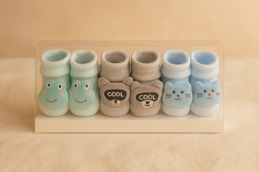 Newborn Baby shoes Pack of 3 pair | Soft Cotton Baby Shoes