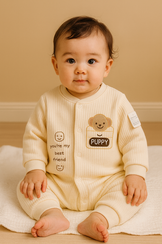 Baby Romper – Soft Cotton Full Sleeve Jumpsuit with Cute Elephant Design