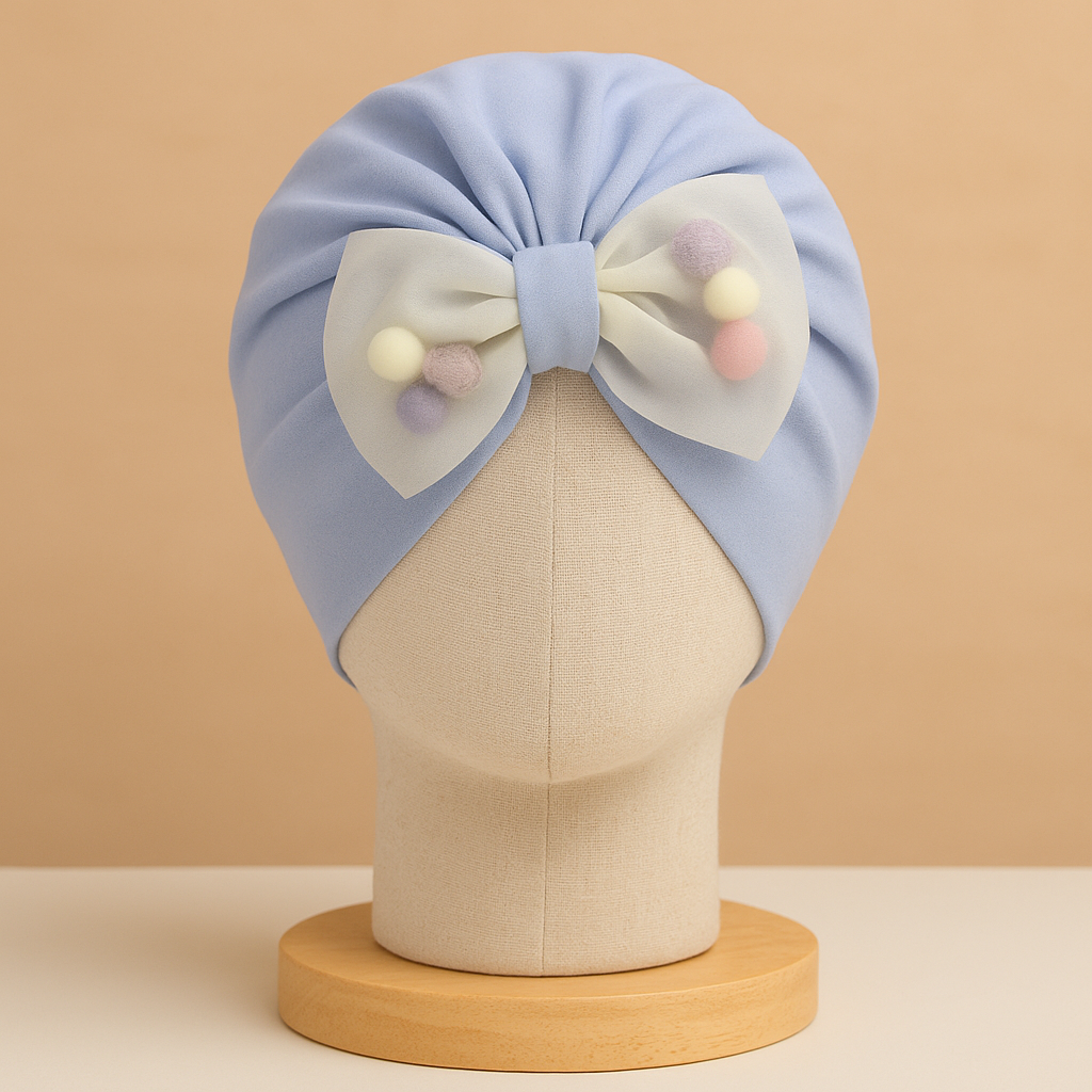 Pack of 3 Baby Cotton Turban Cap with Flower Design
