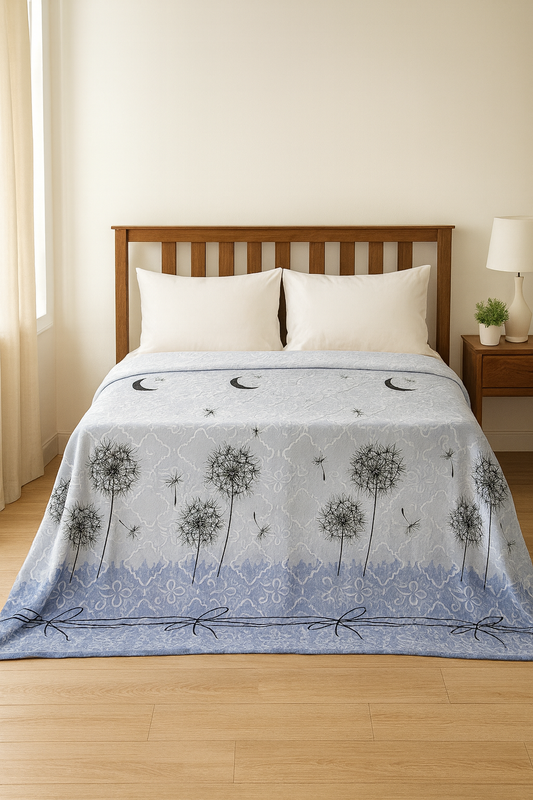 Double Bed Soft Velvet Blanket with Floral Design