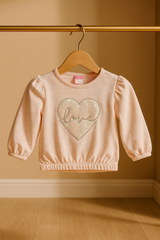 Baby Girl 2 Piece Suit | Cotton Top with Love Heart Design