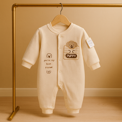 Baby Romper – Soft Cotton Full Sleeve Jumpsuit with Cute Elephant Design