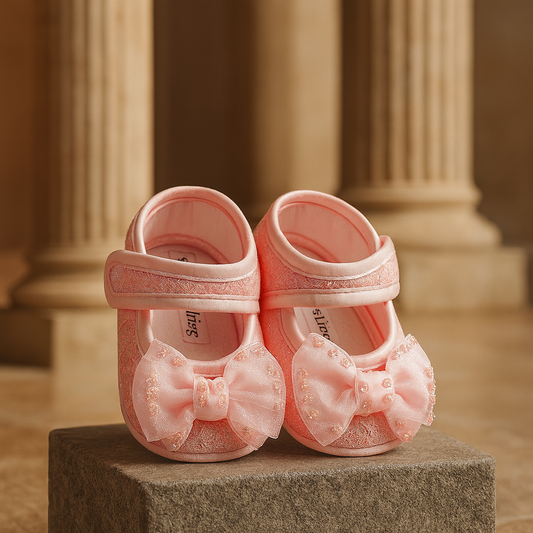 Fancy Baby Girl Shoes, Soft Pink Party Wear