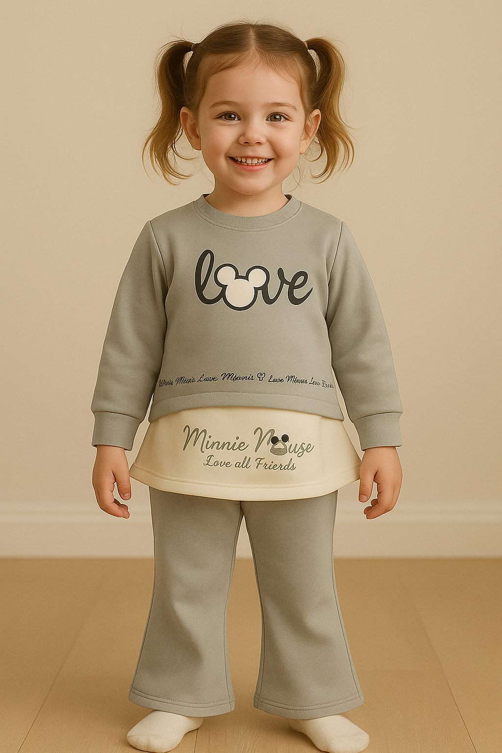Love Minnie Mouse Sweatshirt & Pants Set – Cozy Style for Little Ones