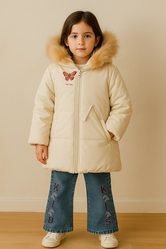 Premium Kids Winter Coat with Faux Fur Hood – Ultra Warm & Stylish
