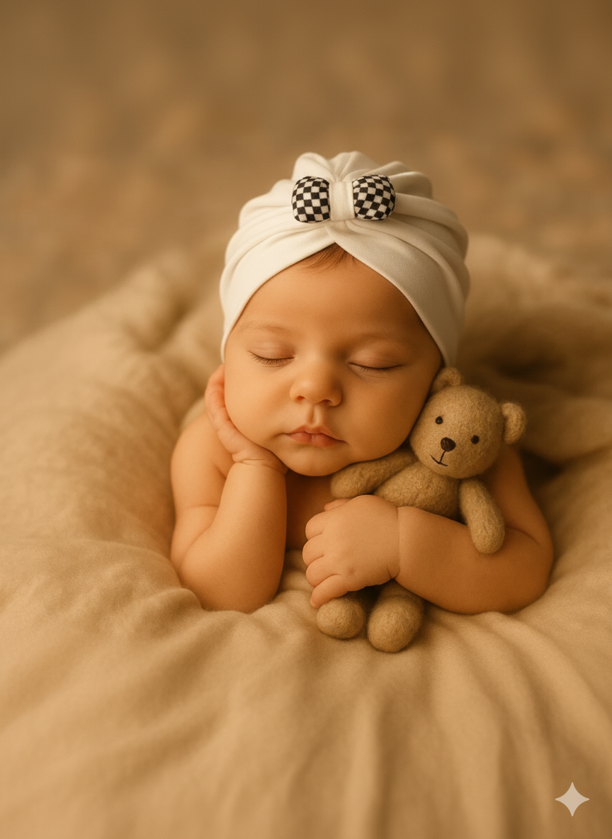 Pack of 3 Baby Cotton Turban Cap with Flower Design