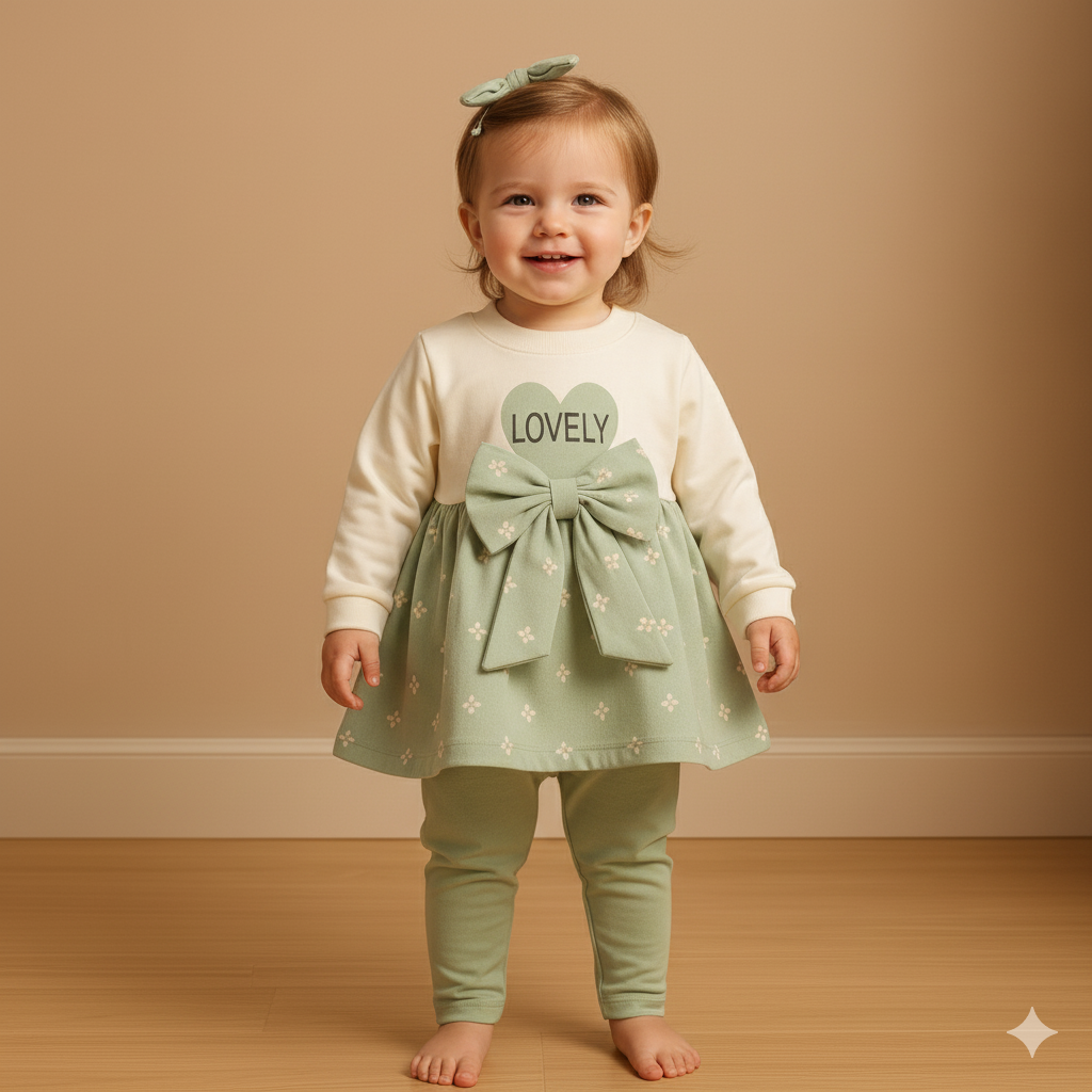 Lovely Baby Girl 2 Piece Dress Suit with Tights