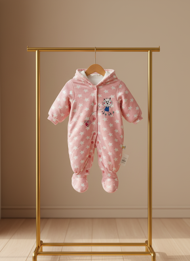 Premium Baby Winter Romper Suit with Hood & Ears