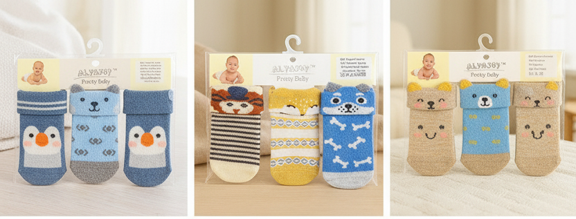 Baby Socks 0-12 Months pack of 3 Pair – Soft Cotton Fancy Ankle Socks