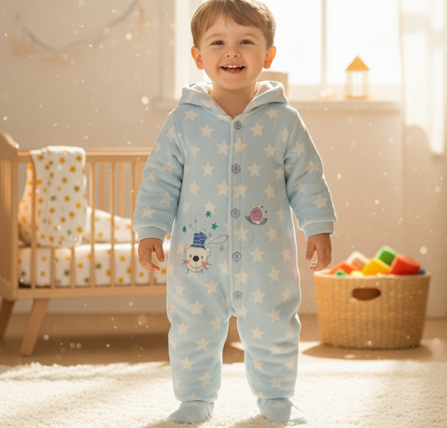 Baby Winter Romper Suit with Hood & Ears