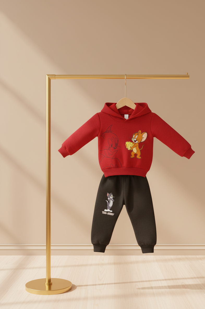 om & Jerry Soft Mulaim Hoodie Set (2–3 Years)
