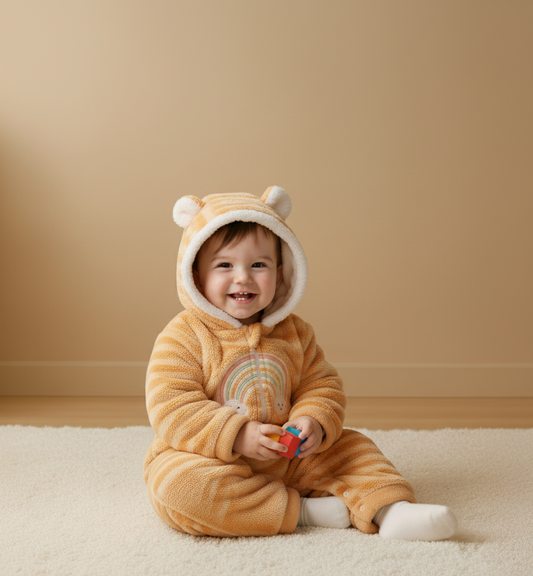 Premium Baby Winter Romper Suit with Hood & Ears