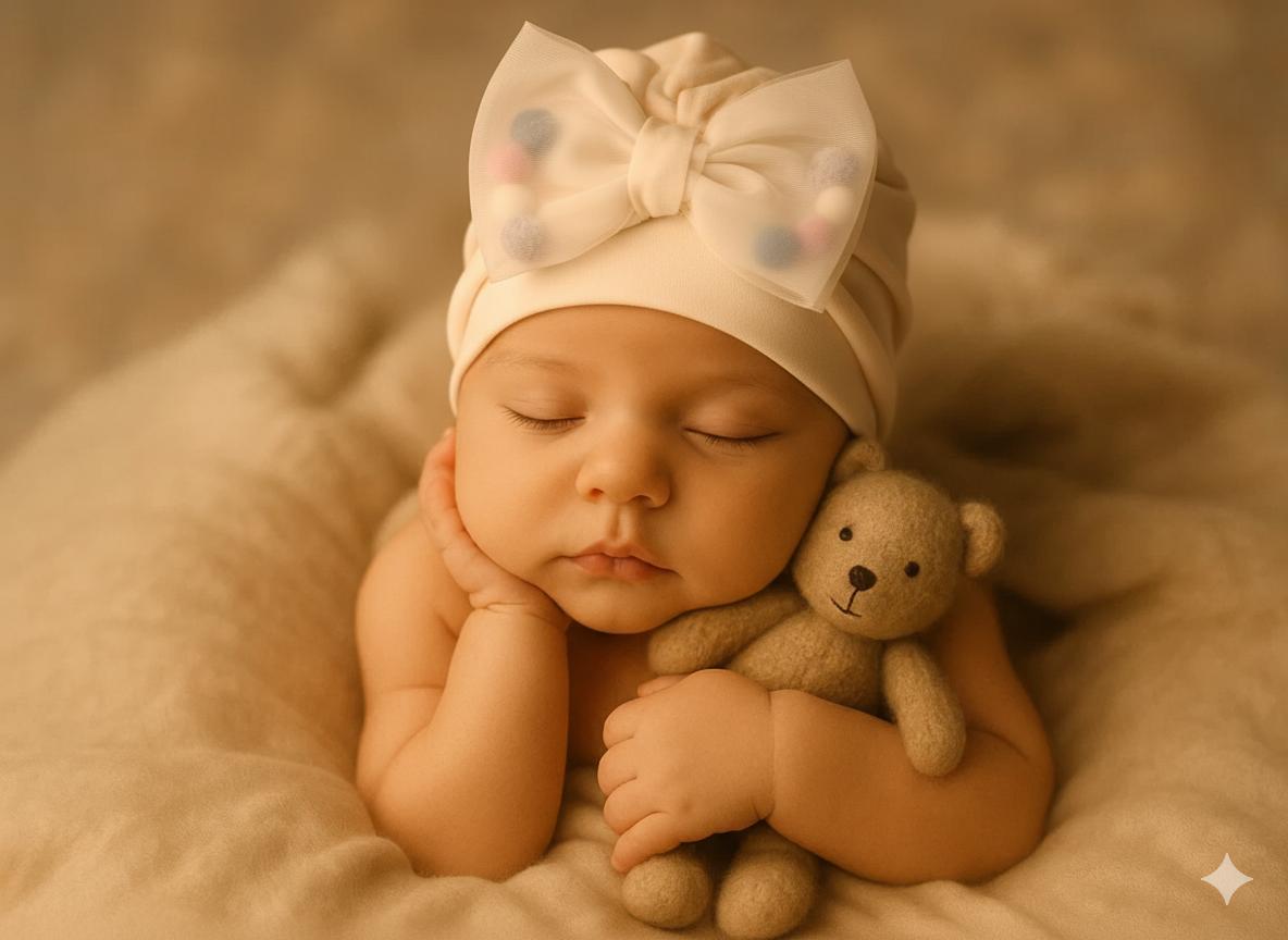 Pack of 3 Baby Cotton Turban Cap with Flower Design