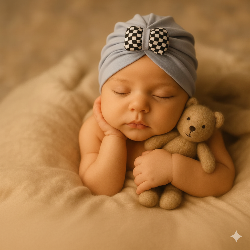 Pack of 3 Baby Cotton Turban Cap with Flower Design