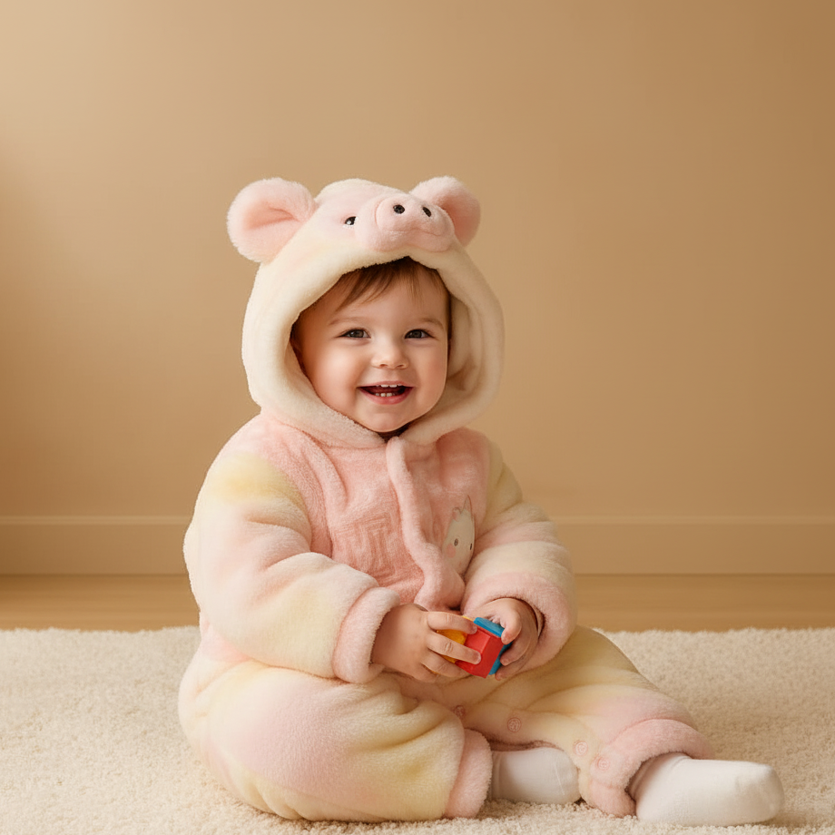 Premium Baby Winter Romper Suit with Hood & Ears