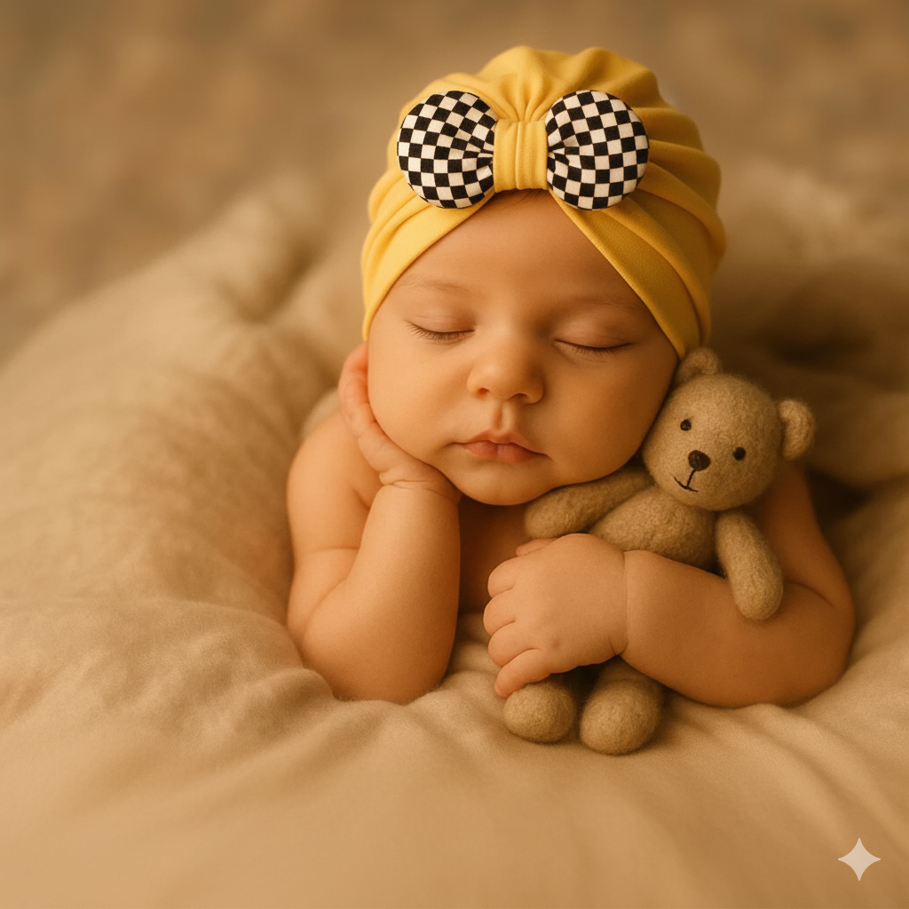 Pack of 3 Baby Cotton Turban Cap with Flower Design