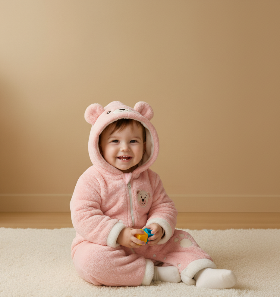 Premium Baby Winter Romper Suit for new born with Hood & Ears
