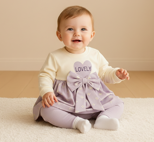 Lovely Baby Girl 2 Piece Dress Suit with Tights