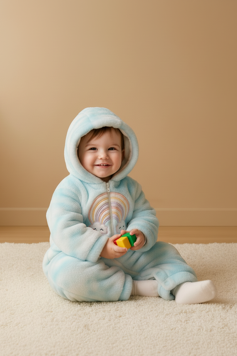 Premium Baby Winter Romper Suit with Hood & Ears