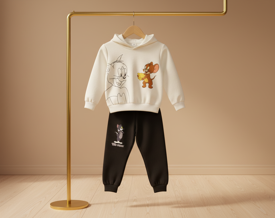 om & Jerry Soft Mulaim Hoodie Set (2–3 Years)