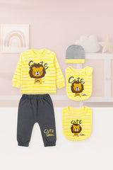 Roar & Explore: 2-Piece Organic Baby Outfit Set – Lion Tee & Navy Pants
