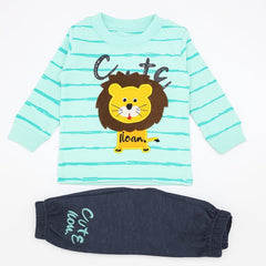 Roar & Explore: 2-Piece Organic Baby Outfit Set – Lion Tee & Navy Pants