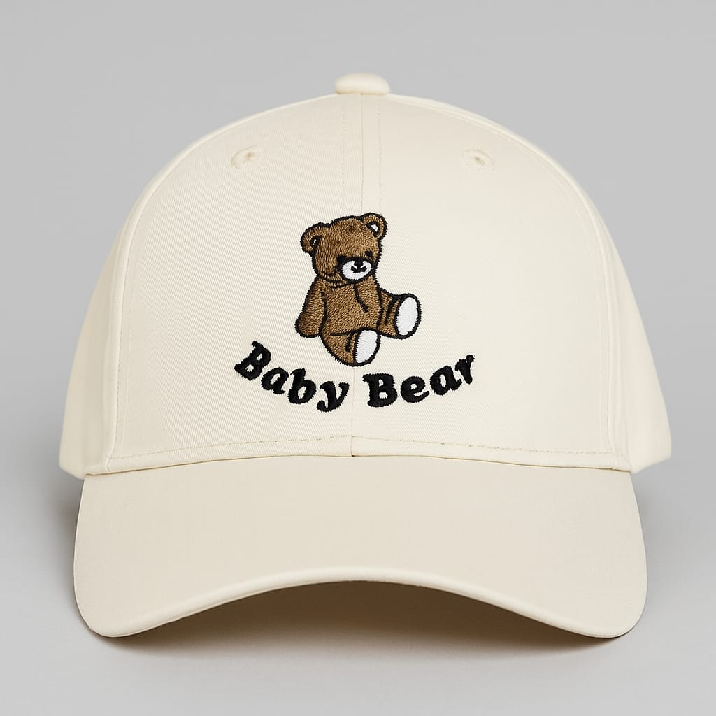 Minimalist "Baby Bear" Cap in Cream White