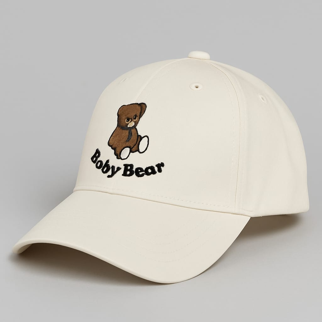 Minimalist "Baby Bear" Cap in Cream White