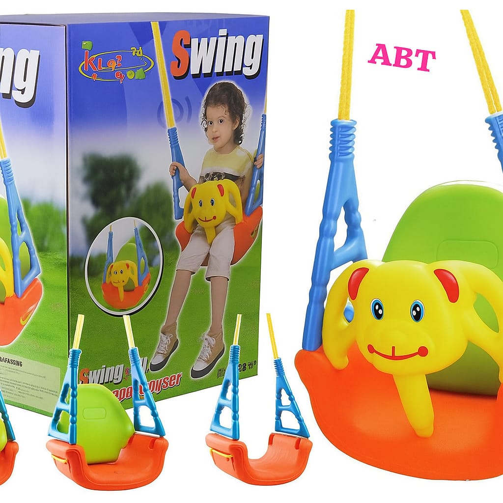 ABT Kids Swing with Animal Face Front Bar – Secure Indoor/Outdoor Baby Swing Seat