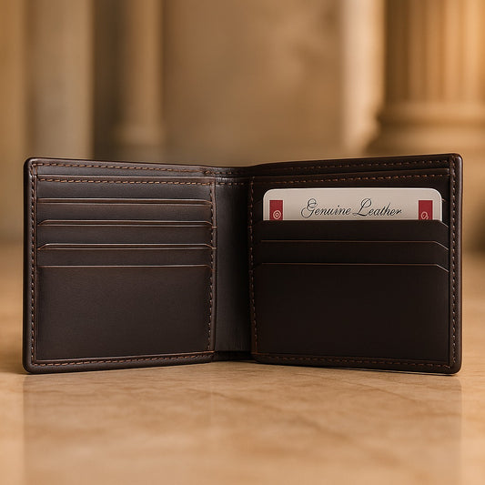 Classic Men's Bi-Fold Genuine Leather Wallet – Rich Black Finish
