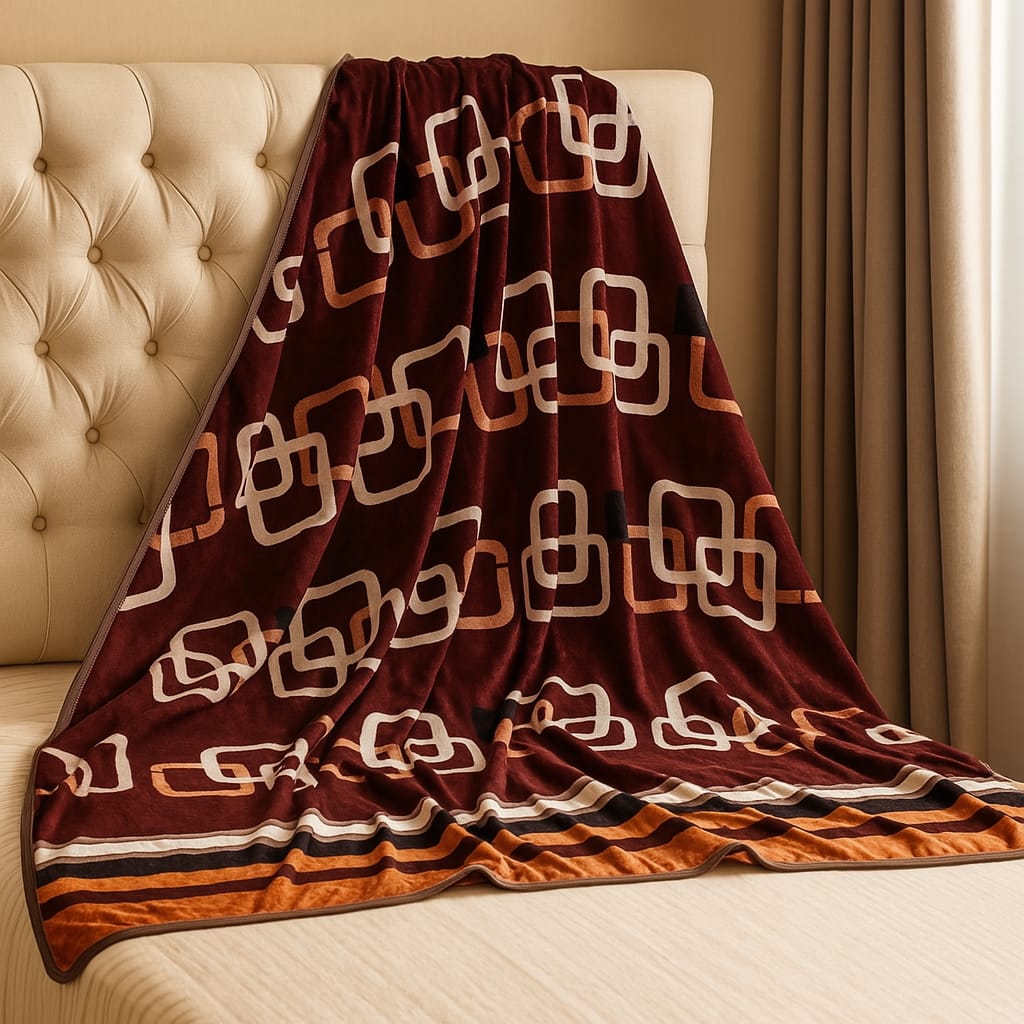 Soft Printed Blanket for Bed – Red with White Pattern