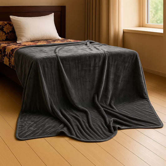 Soft Printed Blanket for Bed – imported Grey. (Double Bed)