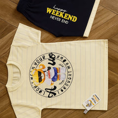 Baby T-Shirt & Shorts Set - Happy Weekend Bear Suit for Summer (2 Sizes Each)