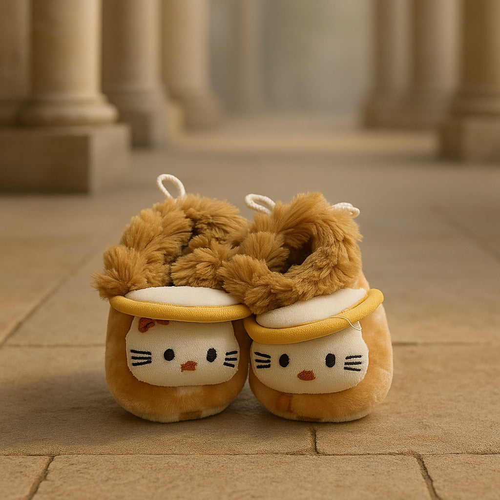 Baby Booties – Brown Plush Newborn Shoes