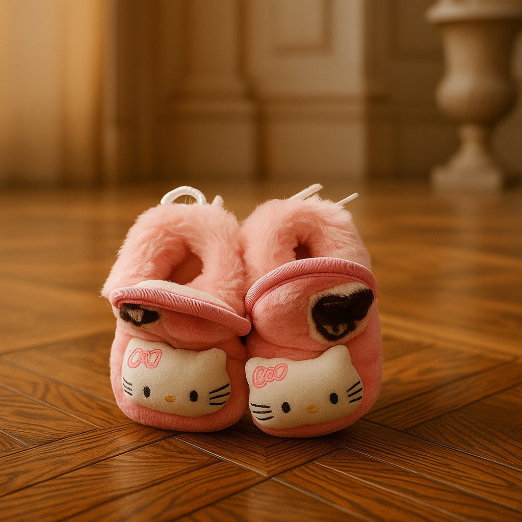 Baby Booties – Brown Plush Newborn Shoes