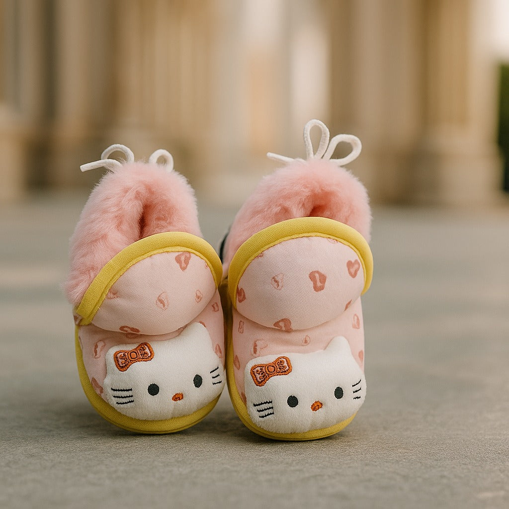 Baby Booties – Brown Plush Newborn Shoes