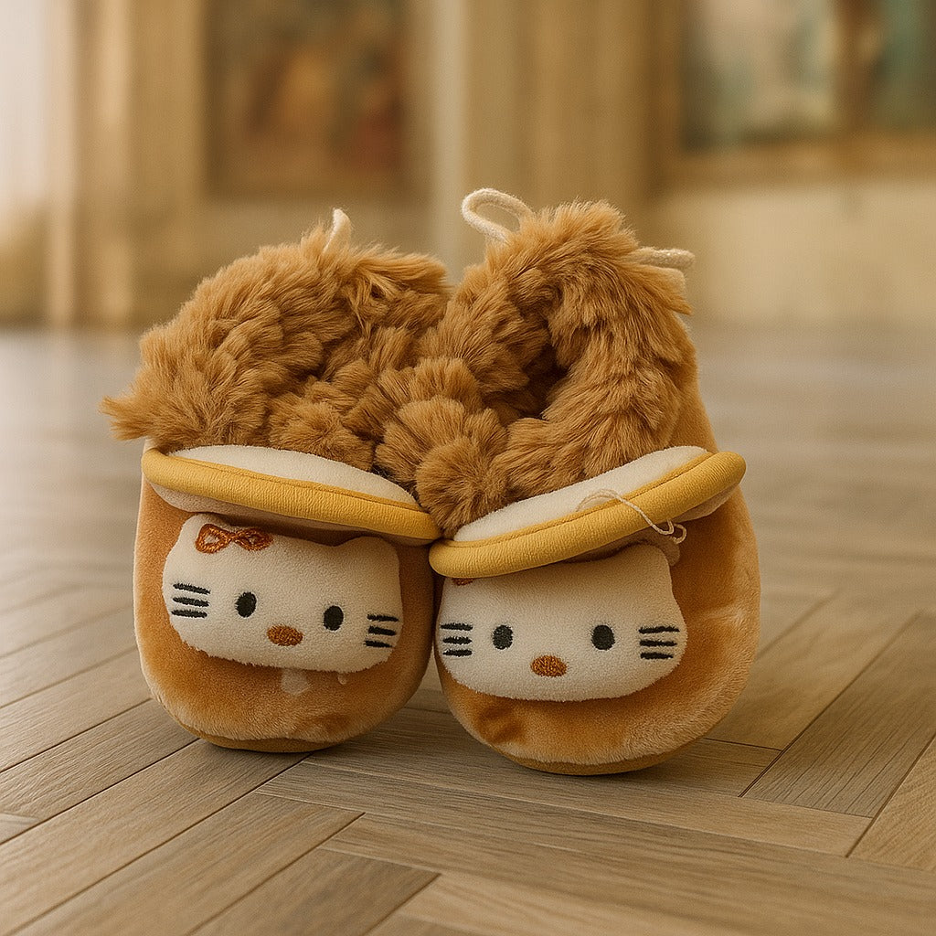 Baby Booties – Brown Plush Newborn Shoes