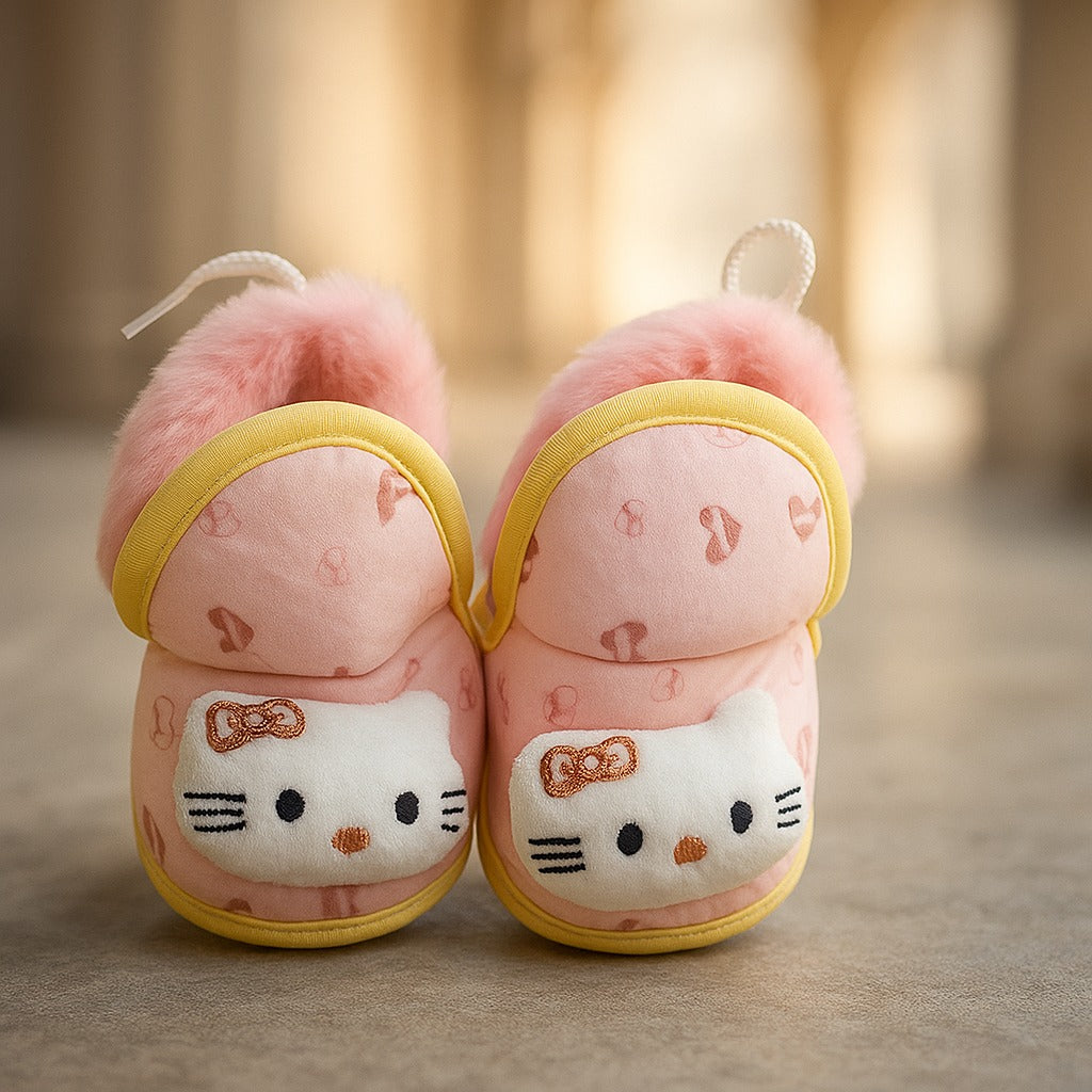 Baby Booties – Brown Plush Newborn Shoes