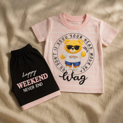 Baby T-Shirt & Shorts Set - Happy Weekend Bear Suit for Summer (2 Sizes Each)
