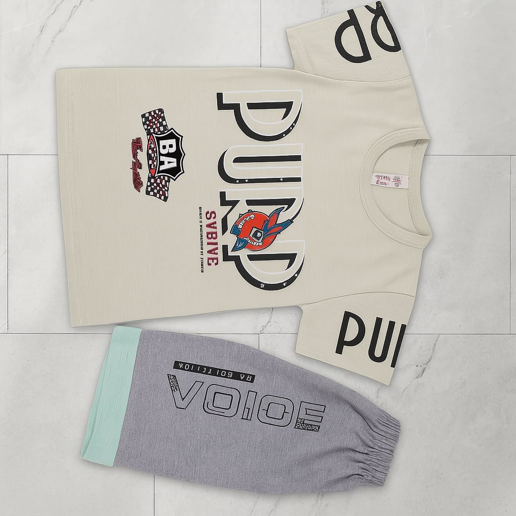 Baby Summer Suit Set - Team Racing T-Shirt & Shorts Combo (2 Sizes Each)