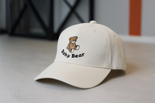 Minimalist "Baby Bear" Cap in Cream White